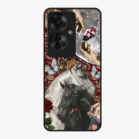 Moonlit Royal Stallion Glass Case showing flat back view with majestic horse under moonlight artwork and glossy glass finish.