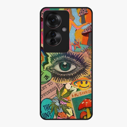 Mystic Eye Wonderland Glass Case showing flat back view with mystical eye themed artwork and glossy glass finish.