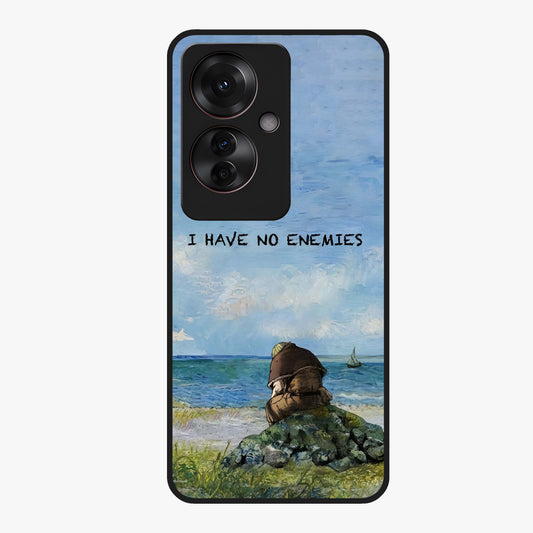 Peace Beyond War Glass Case showing flat back view with symbolic peace themed artwork and glossy glass finish.