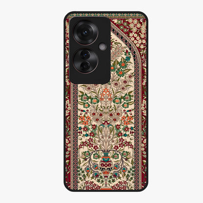Persian Inspired Glass Case showing flat back view with ornate Persian style pattern artwork and glossy glass finish.