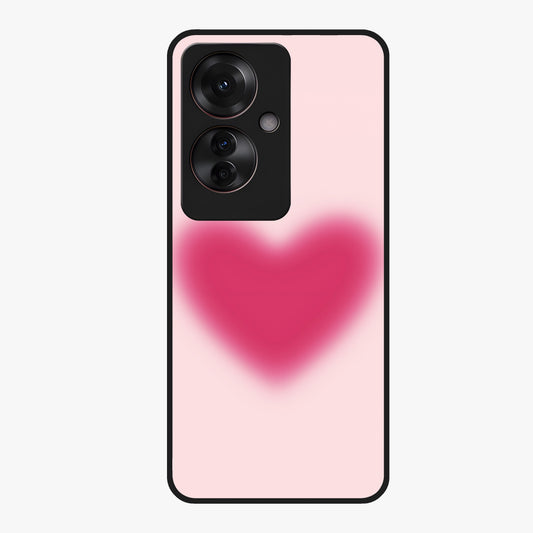 Pink Aura Heart Glass Case showing flat back view with glowing heart artwork and glossy glass finish.