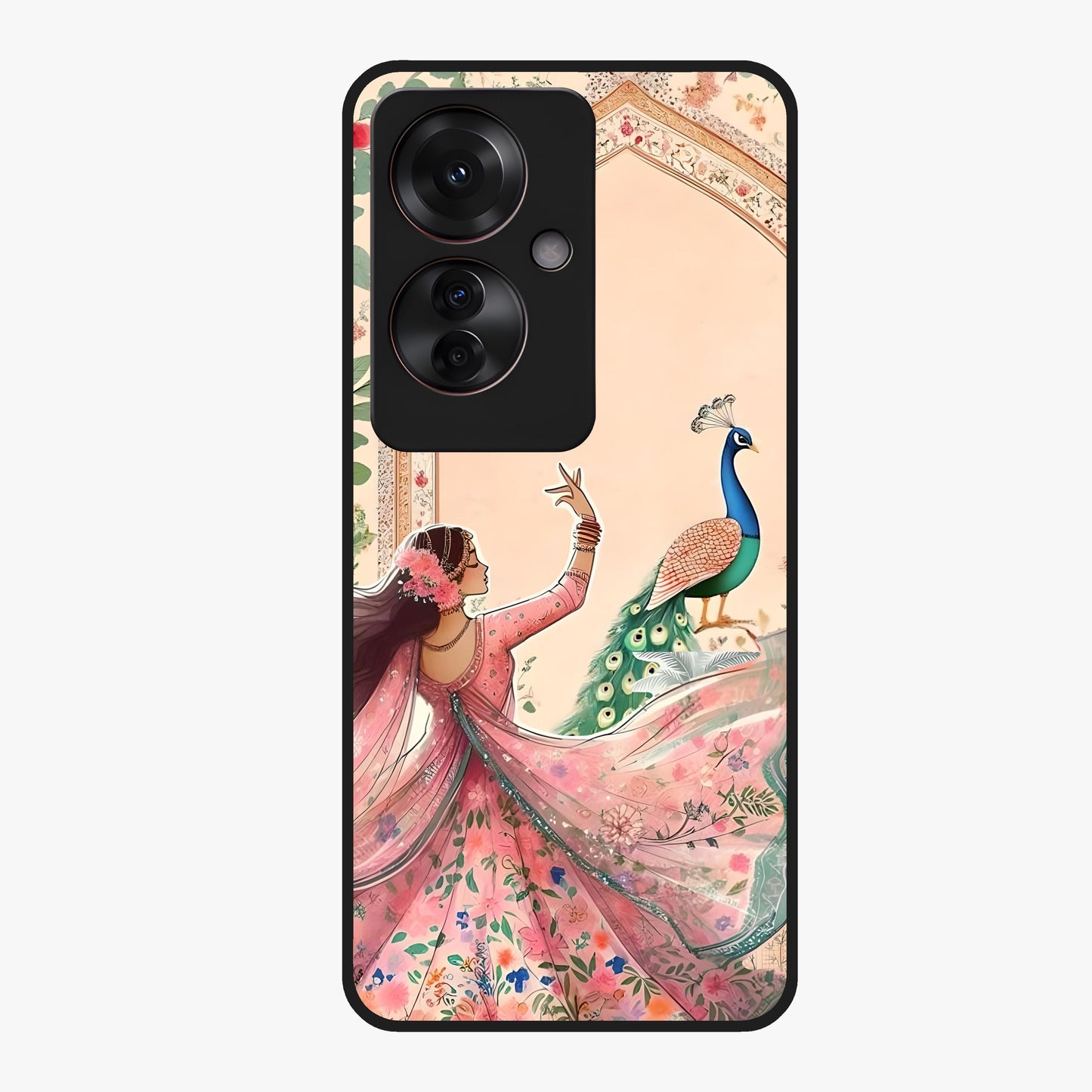 Royal Grace Muse Glass Case showing flat back view with elegant artistic artwork and glossy glass finish.