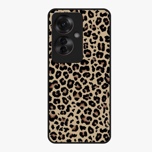 Savage Chic Pattern Glass Case showing flat back view with stylish patterned artwork and glossy glass finish.