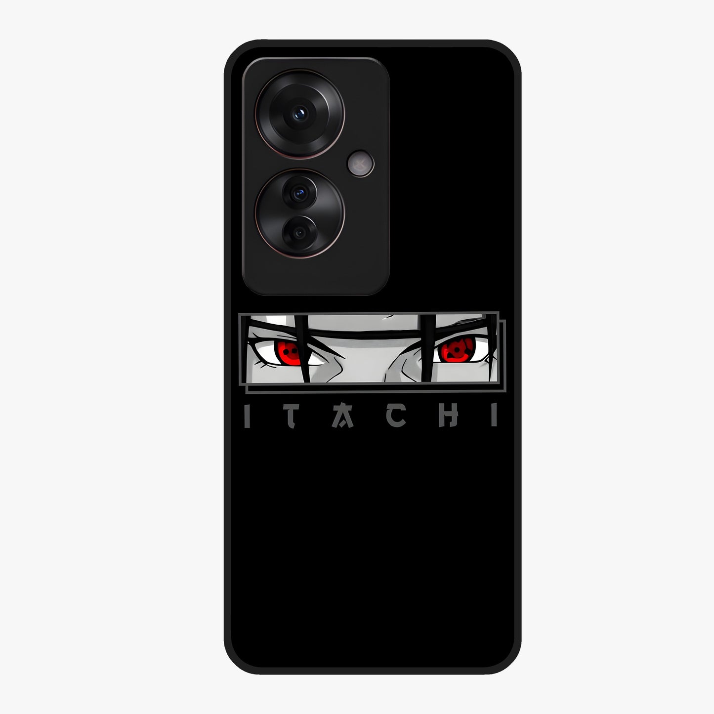 Scarlet Gaze Dominance Glass Case showing flat back view with striking red themed artwork and glossy glass finish.