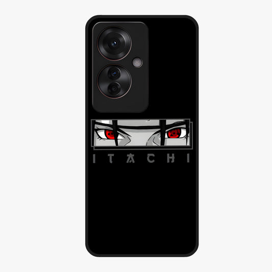 Scarlet Gaze Dominance Glass Case showing flat back view with striking red themed artwork and glossy glass finish.