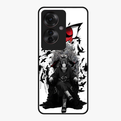 Uchiha Shadow Throne Glass Case showing flat back view with cosmic underwater themed artwork and glossy glass finish.