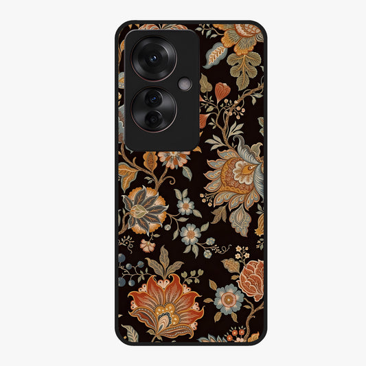 Vintage Floral Dream Glass Case showing flat back view with classic floral artwork and glossy glass finish.
