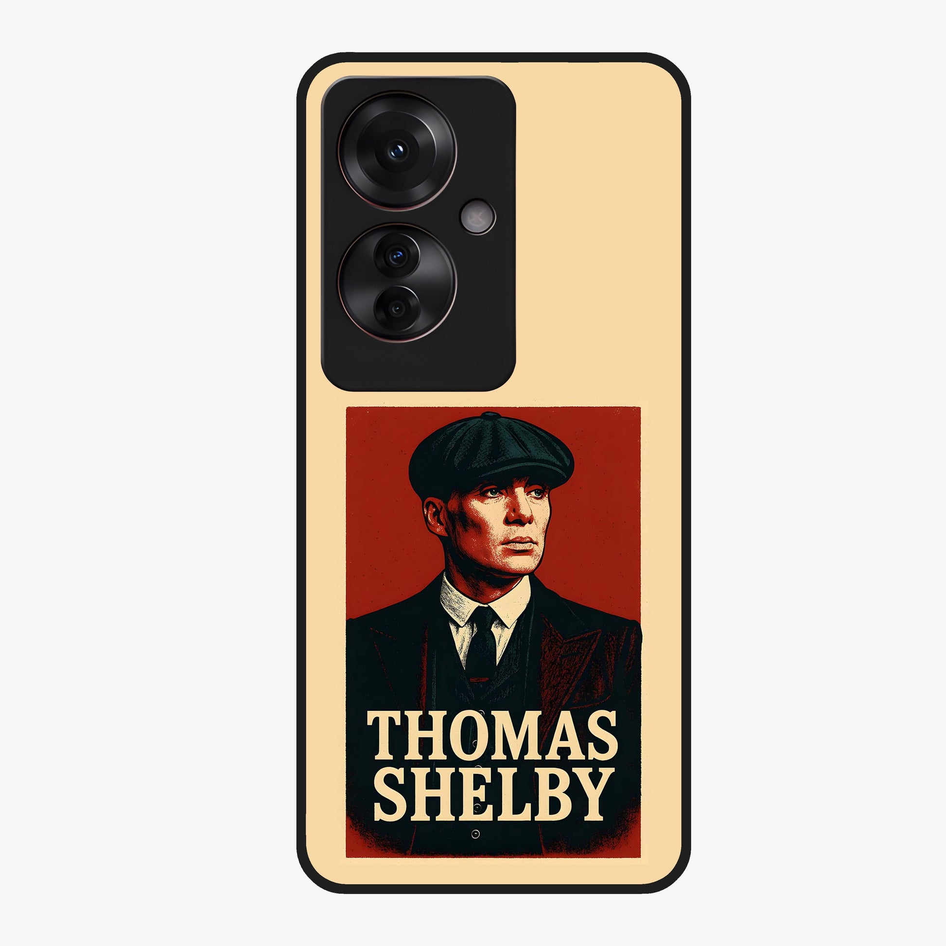 Vintage Mafia Authority Glass Case showing flat back view with bold vintage mafia inspired artwork and glossy glass finish.