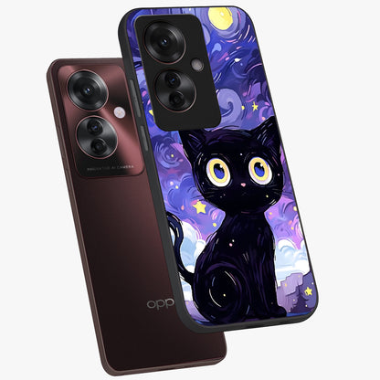 Abstract Cat Art Glass Case displayed in angled mockup highlighting modern abstract cat artwork and sleek glass surface.