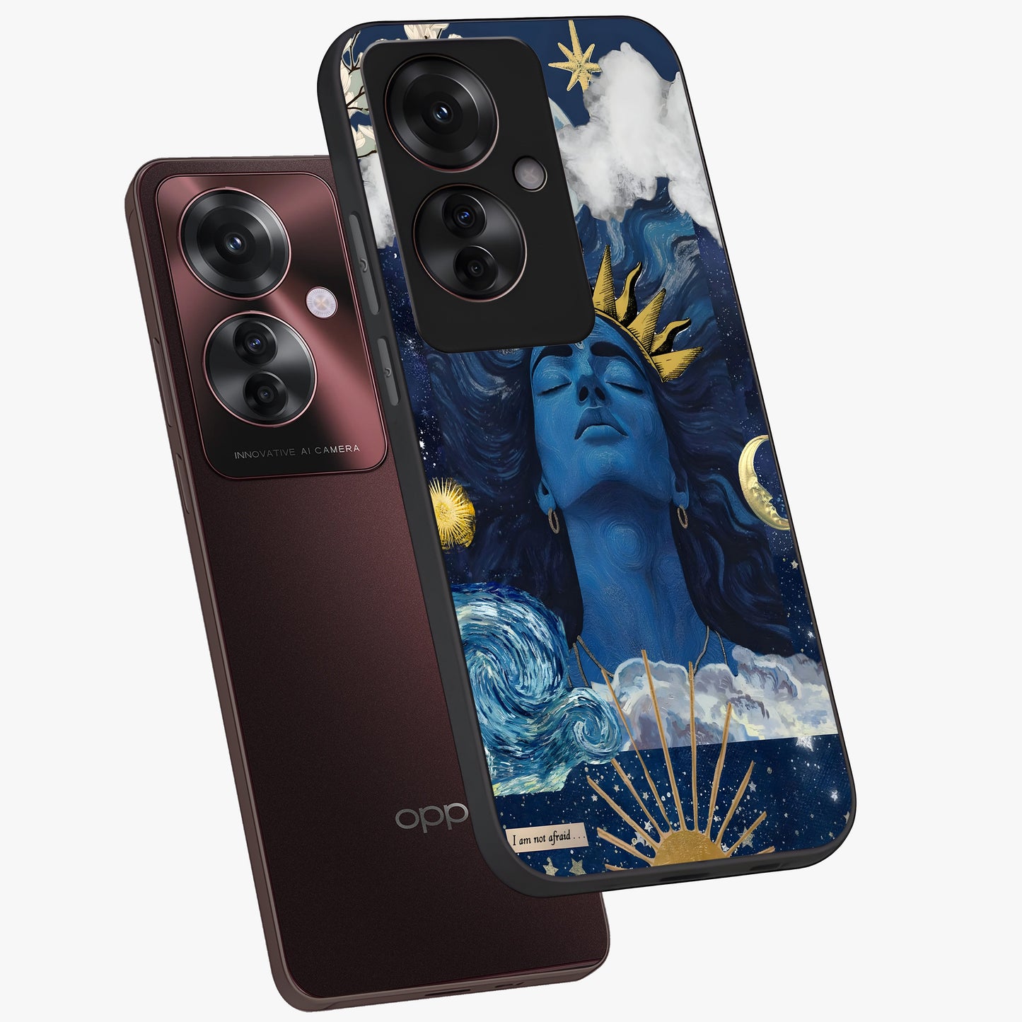 Aesthetic Lord Shiva Glass Case displayed in angled mockup highlighting spiritual Shiva illustration and sacred aesthetic design.