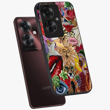 Beaded Fashion Jungle Glass Case displayed in angled mockup highlighting colorful fashion bead design and artistic pattern.