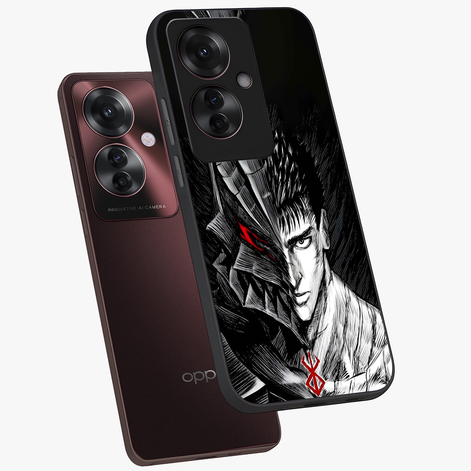Berserker Blood Oath Glass Case displayed in angled mockup highlighting dark fantasy graphic design and powerful theme.