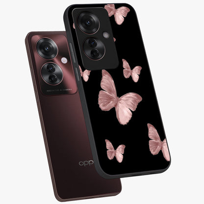Butterfly Pattern Glass Case displayed in angled mockup highlighting delicate butterfly design and aesthetic pattern style.