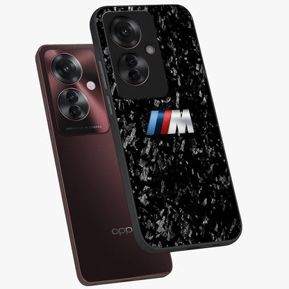 Carbon Speed Mark Glass Case displayed in angled mockup highlighting racing inspired carbon design and sleek aesthetic style.