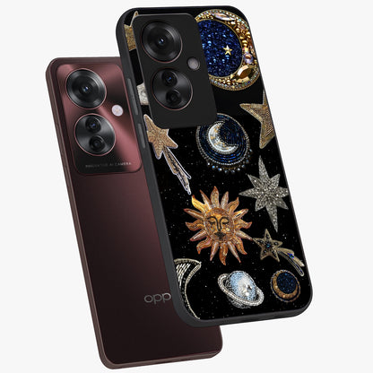 Celestial Gem Constellations Glass Case displayed in angled mockup highlighting gemstone inspired constellation design.