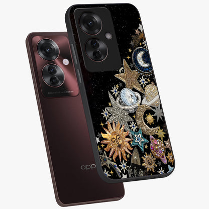 Cosmic Sparkle Dreams Glass Case displayed in angled mockup highlighting dreamy star sparkle design with celestial aesthetic.