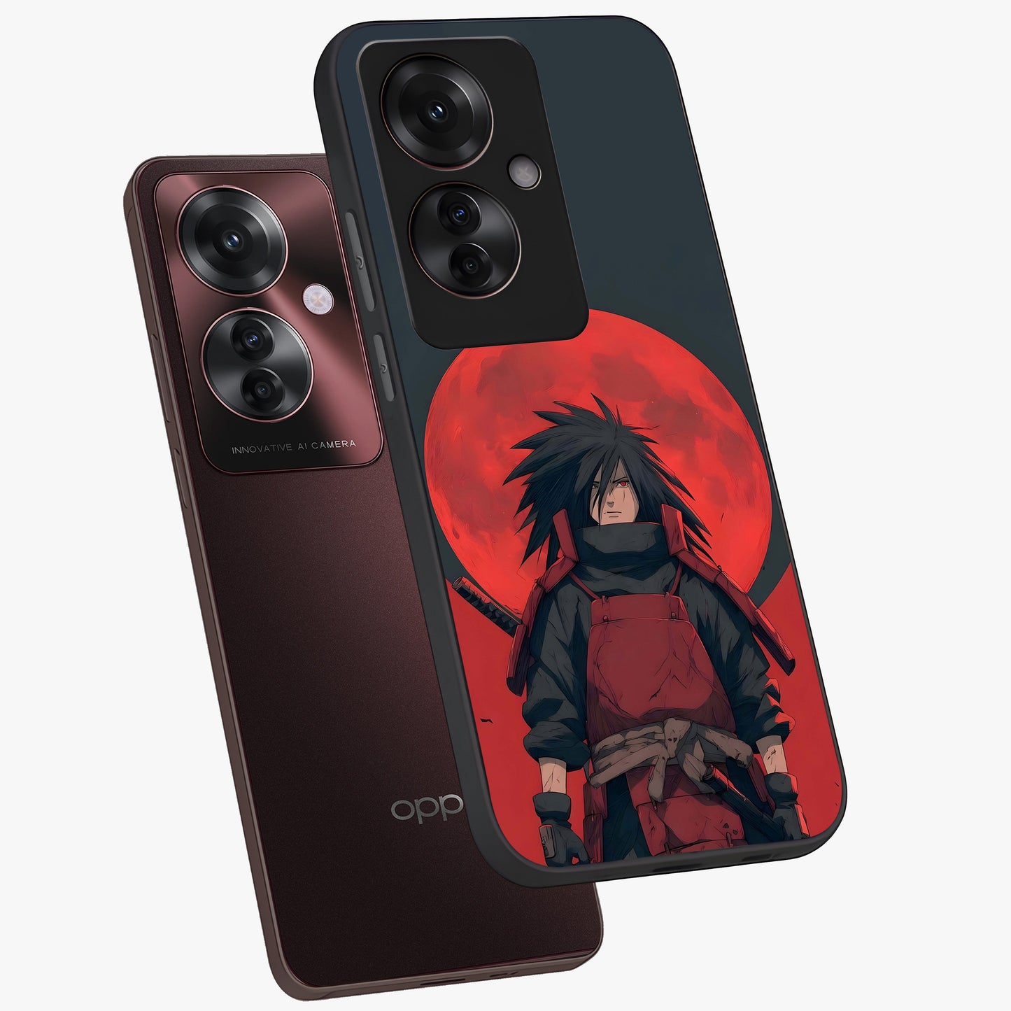 Crimson Moon Warlord Glass Case displayed in angled mockup highlighting dramatic crimson moon design with fantasy aesthetic.