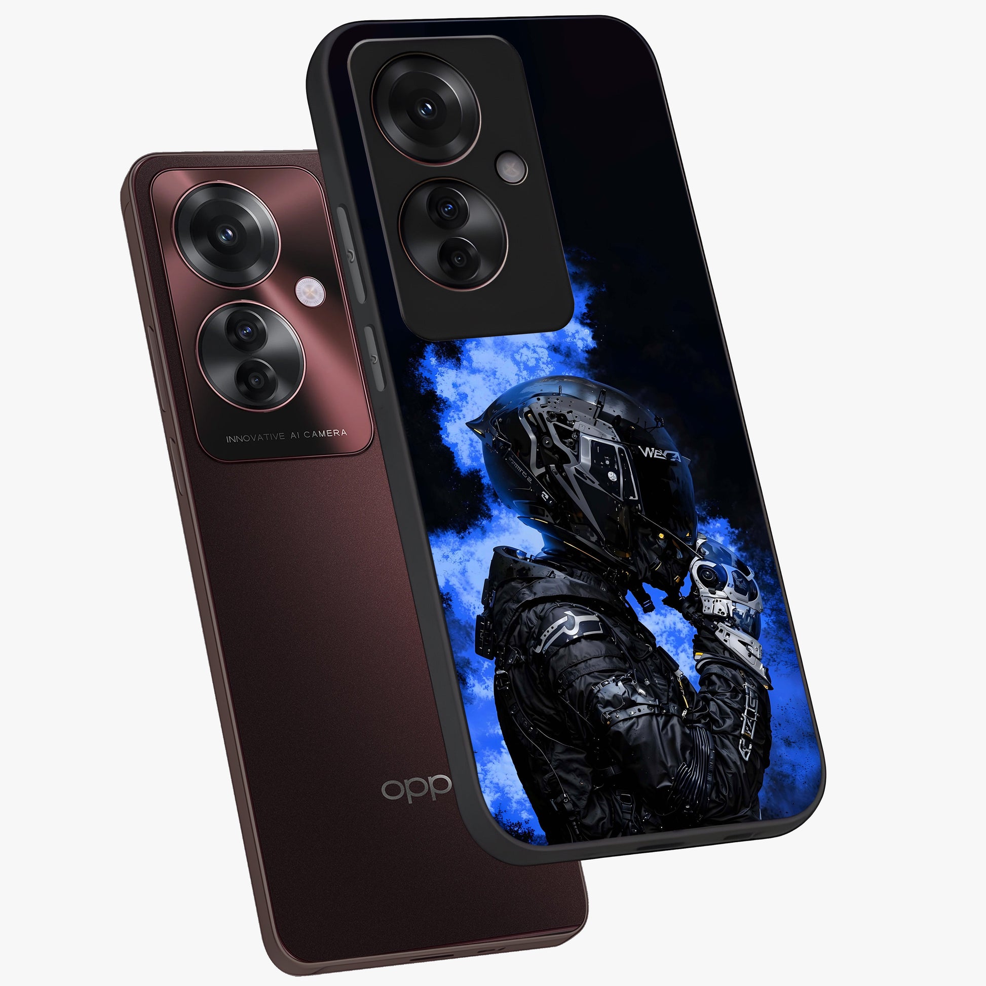 Cyber Sentinel Protocol Glass Case displayed in angled mockup highlighting digital cyber design with sci-fi aesthetic style.