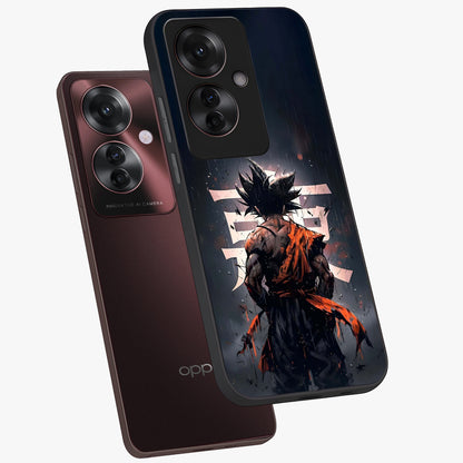 Dark Warrior In Rain Glass Case displayed in angled mockup highlighting dramatic warrior illustration with dark rain aesthetic.