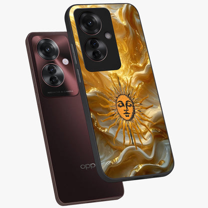 Eternal Golden Glow Glass Case displayed in angled mockup highlighting glowing golden aesthetic design with elegant style.