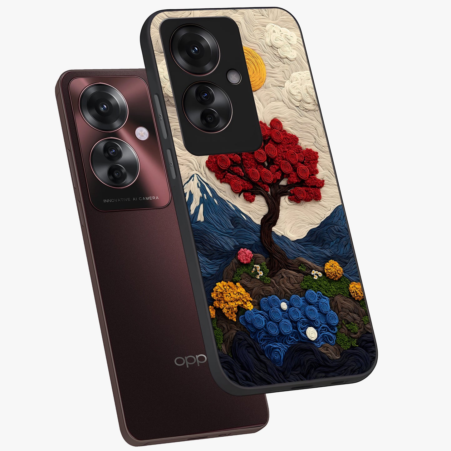 Eternal Nature Tapestry Glass Case displayed in angled mockup highlighting detailed botanical pattern with artistic aesthetic.
