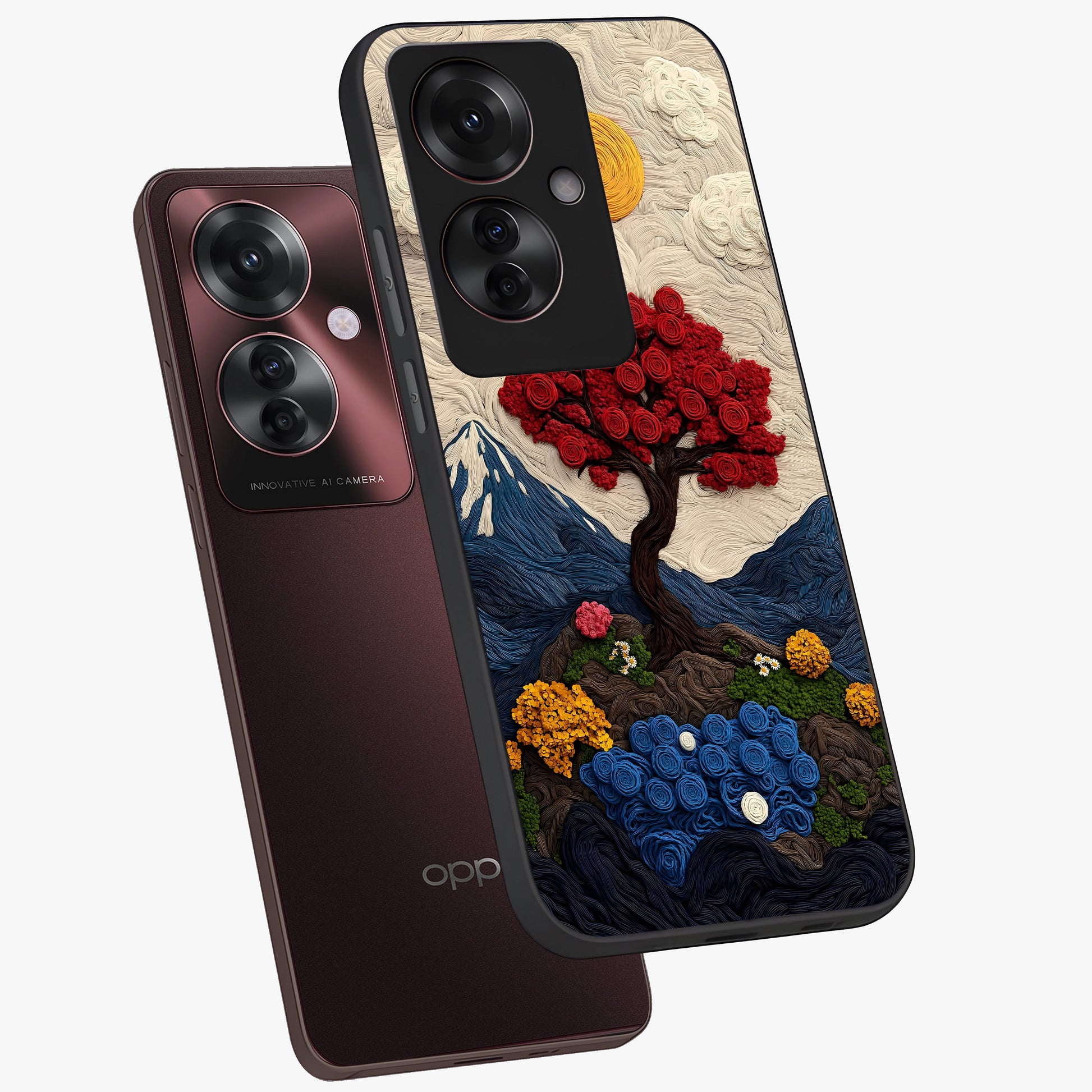 Eternal Nature Tapestry Glass Case displayed in angled mockup highlighting detailed botanical pattern with artistic aesthetic.