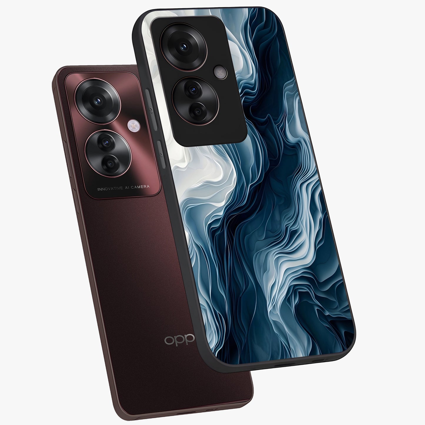 Ethereal Paper Marble Glass Case displayed in angled mockup highlighting elegant marble pattern with modern aesthetic style.