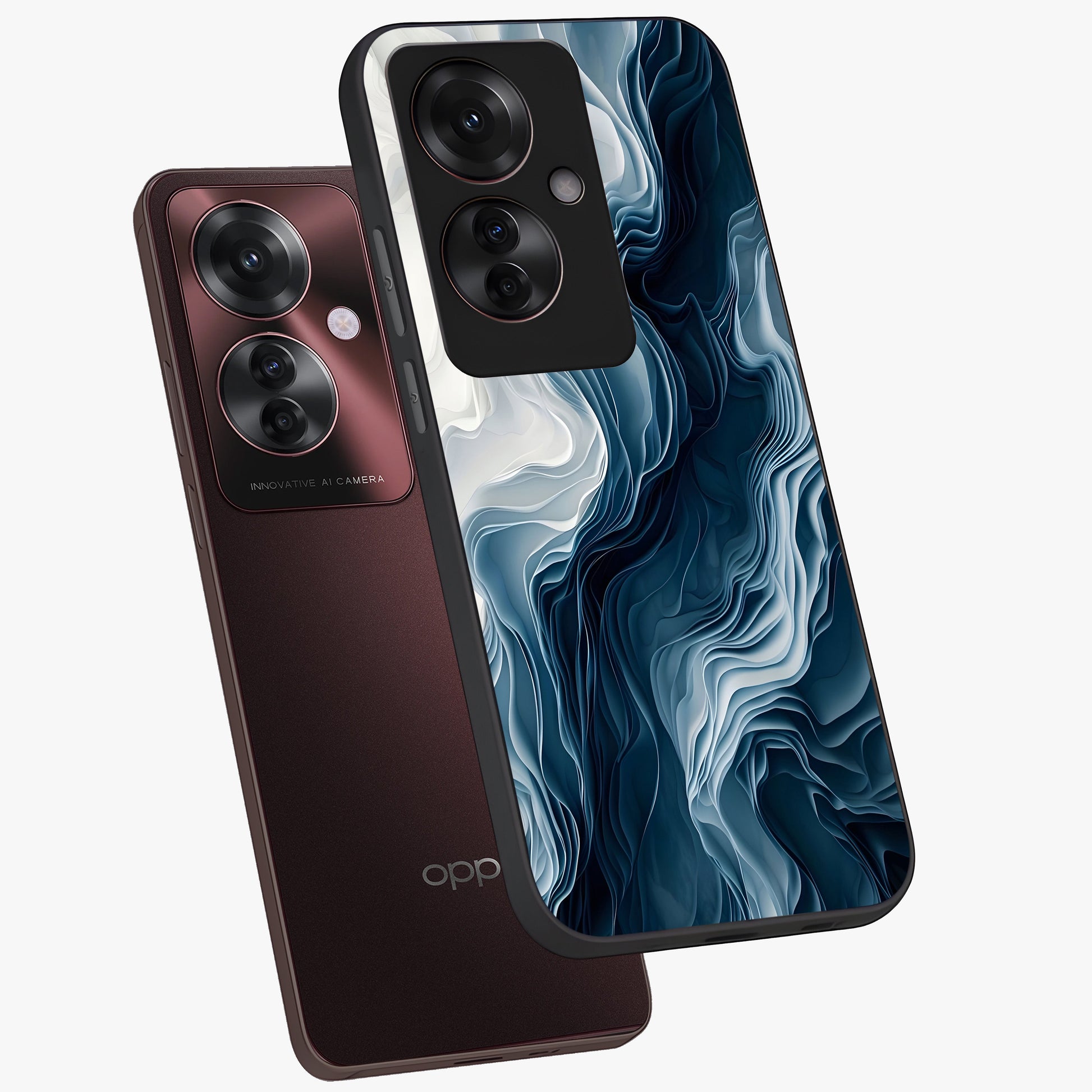 Ethereal Paper Marble Glass Case displayed in angled mockup highlighting elegant marble pattern with modern aesthetic style.