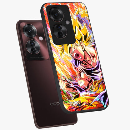 Firing Goku Glass Case displayed in angled mockup highlighting dynamic anime character design with action aesthetic.