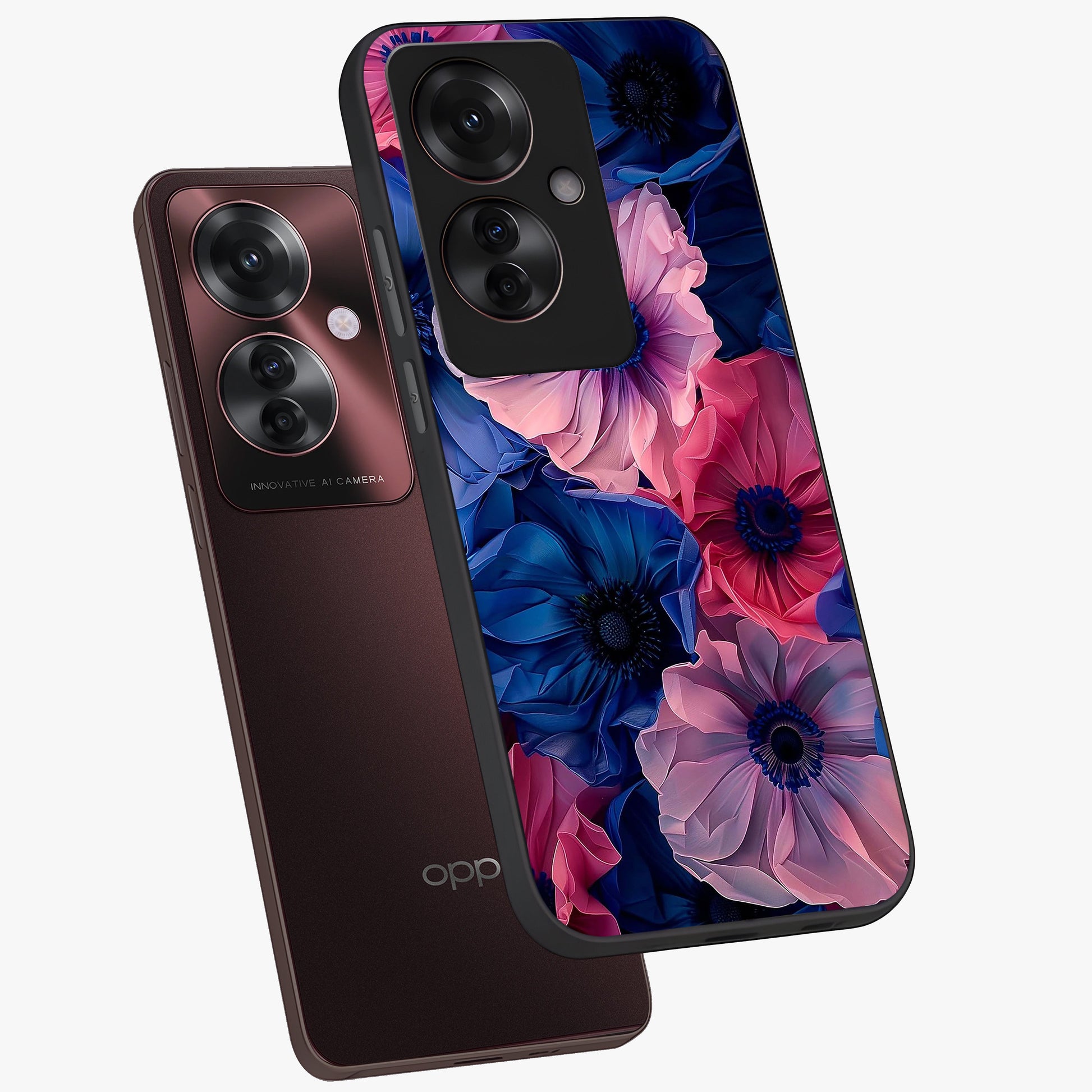 Flower Paper Art Pattern Glass Case displayed in angled mockup highlighting layered paper flower design with artistic aesthetic.