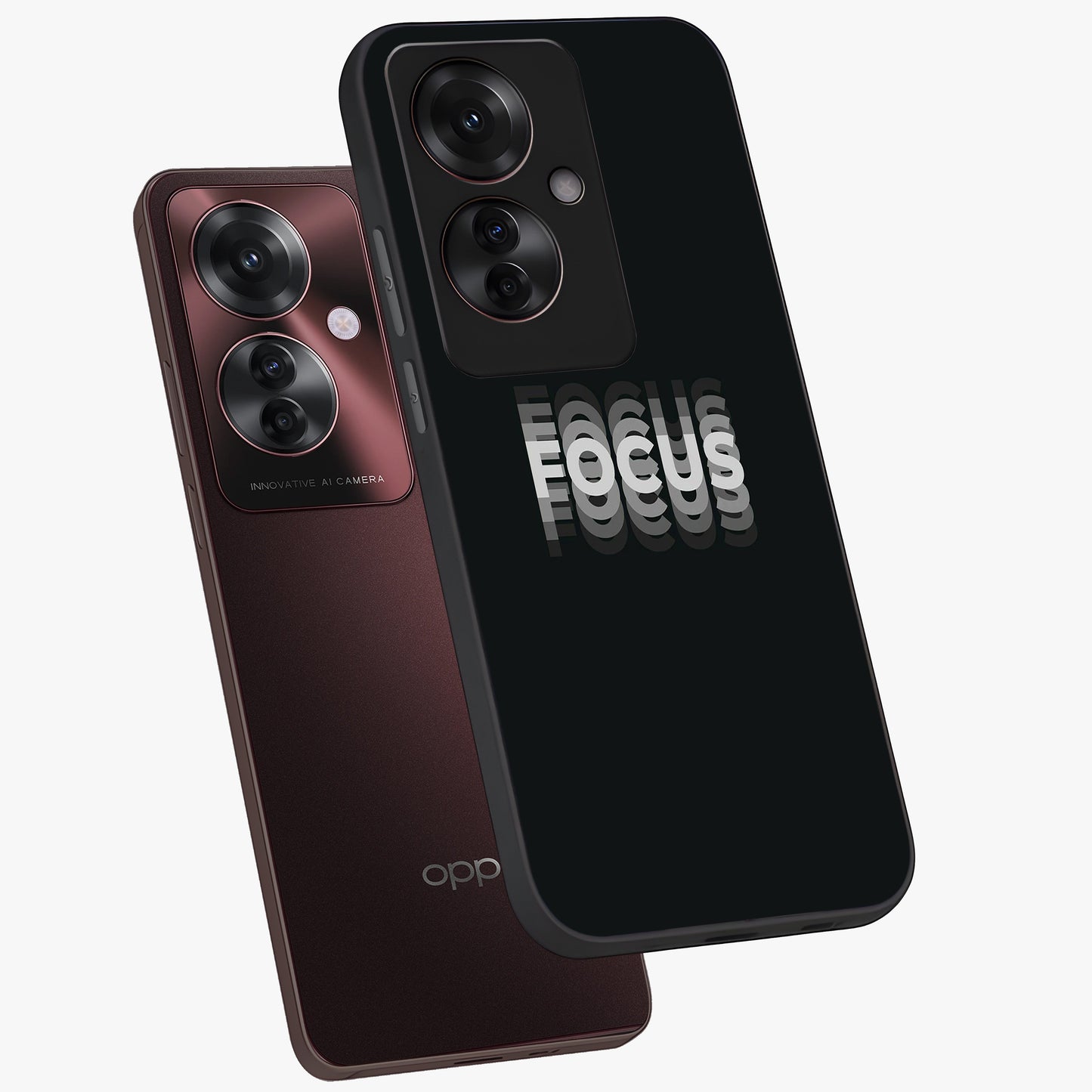 Focus Mode On Glass Case displayed in angled mockup highlighting clean minimal text artwork with modern aesthetic style.