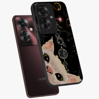 Galactic Cat Glass Case displayed in angled mockup highlighting celestial feline illustration with galaxy aesthetic style.