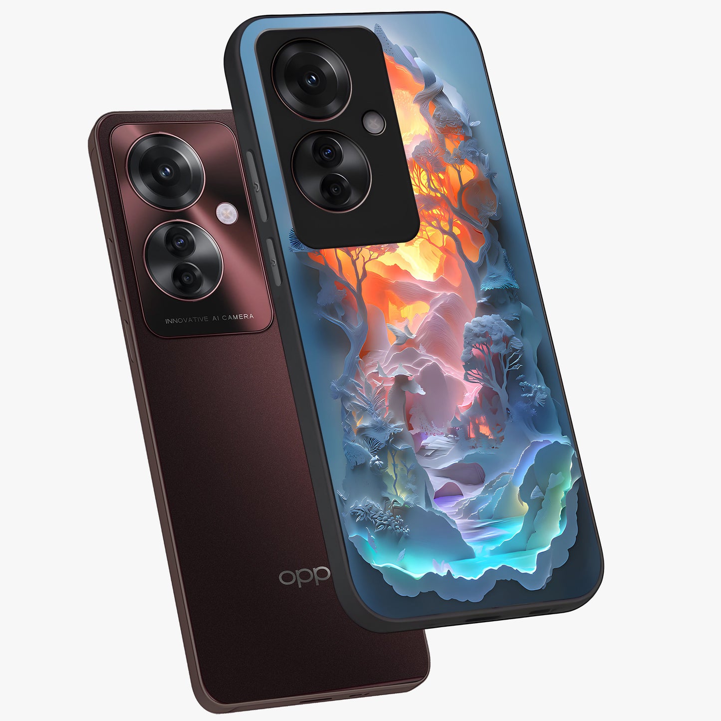 Glow Forest Portal Glass Case displayed in angled mockup highlighting mystical forest design with magical glowing aesthetic.