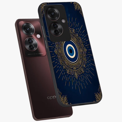 Golden Celestial Charm Glass Case displayed in angled mockup highlighting sparkling cosmic charm design with celestial aesthetic.