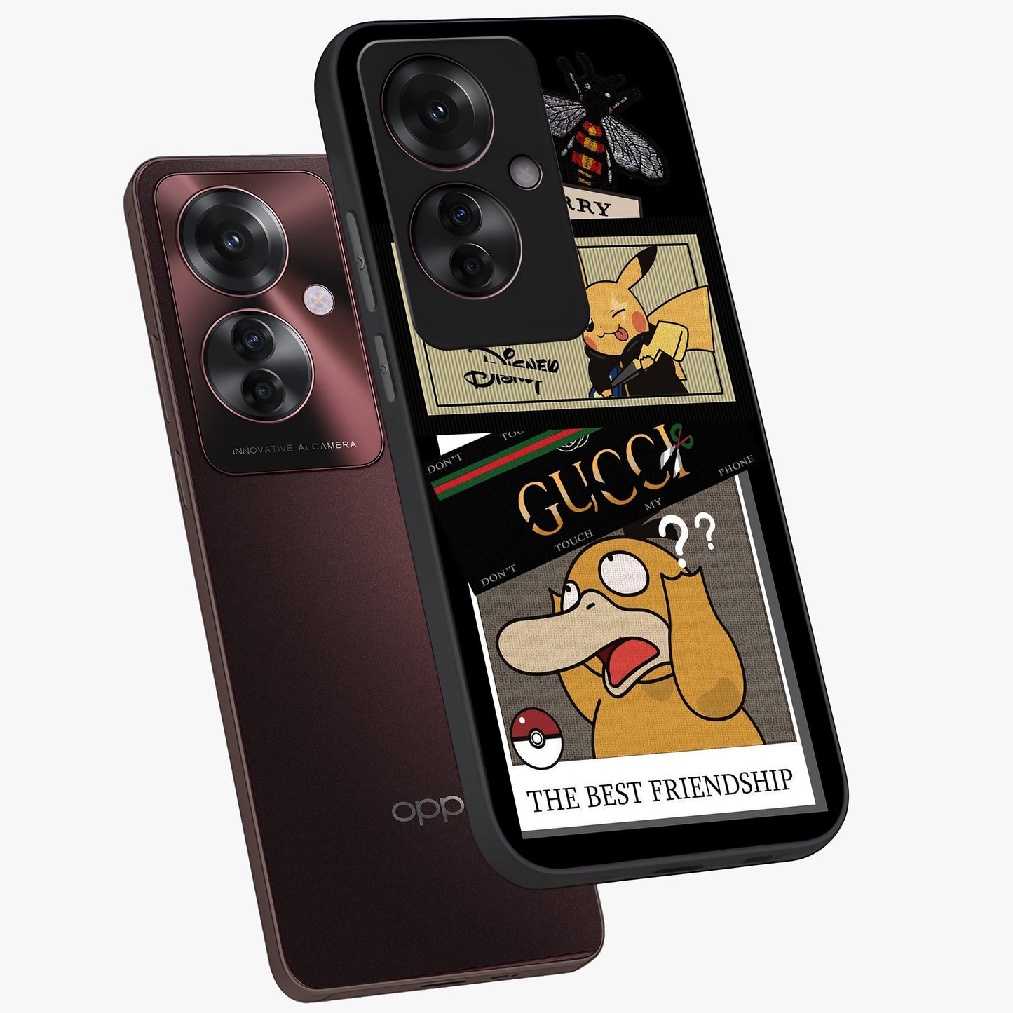 Gucci Play Mashup Glass Case displayed in angled mockup highlighting stylish fashion mashup design with bold aesthetic.
