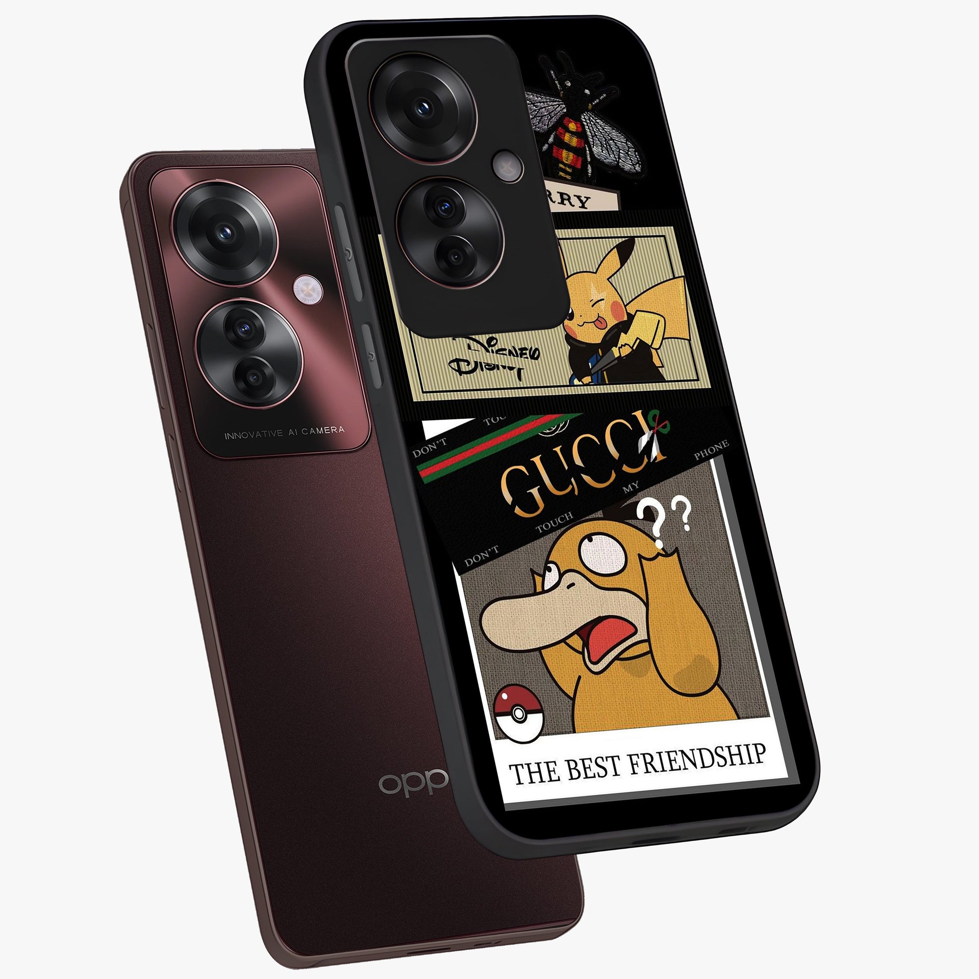 Gucci Play Mashup Glass Case displayed in angled mockup highlighting stylish fashion mashup design with bold aesthetic.
