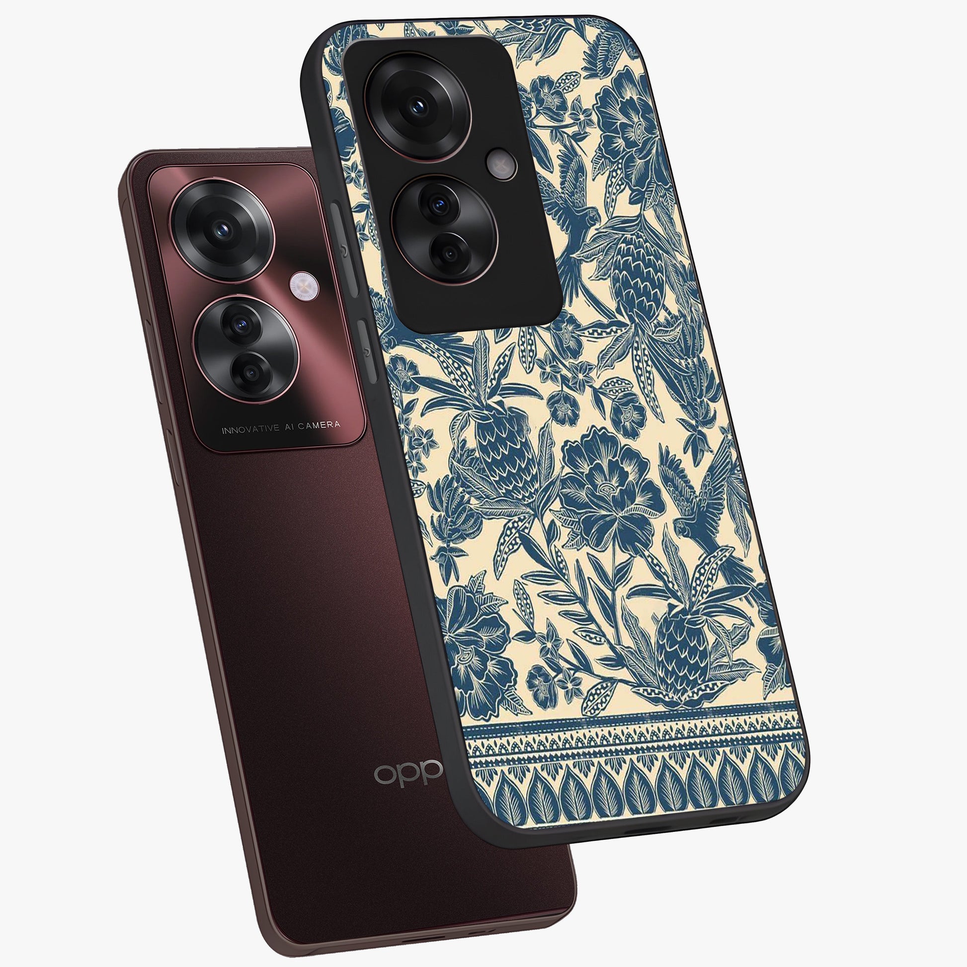 Heirloom Wild Bloom Glass Case displayed in angled mockup highlighting botanical bloom design with classic aesthetic style.