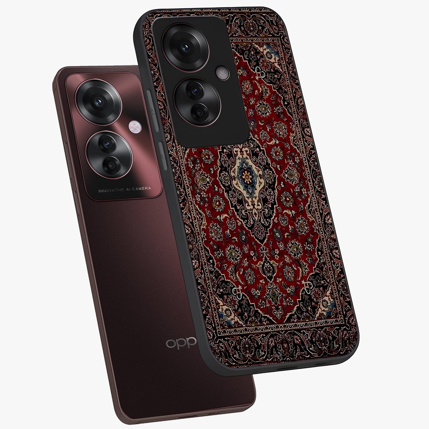 Heritage Carpet Royale Glass Case displayed in angled mockup highlighting intricate royal carpet design with heritage aesthetic.