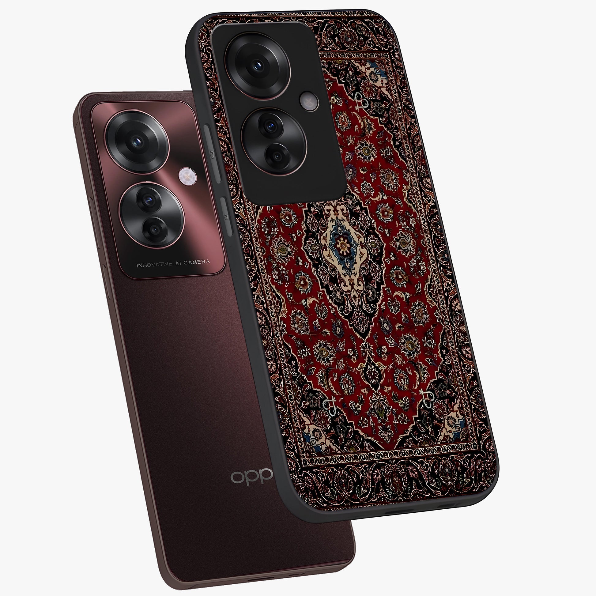 Heritage Carpet Royale Glass Case displayed in angled mockup highlighting intricate royal carpet design with heritage aesthetic.
