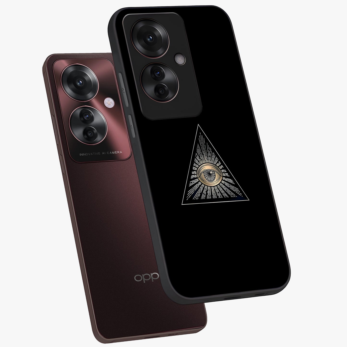 Illuminati Evil Glass Case displayed in angled mockup highlighting dark occult inspired design with bold aesthetic style.