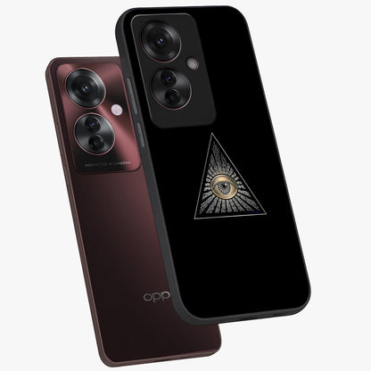 Illuminati Evil Glass Case displayed in angled mockup highlighting dark occult inspired design with bold aesthetic style.