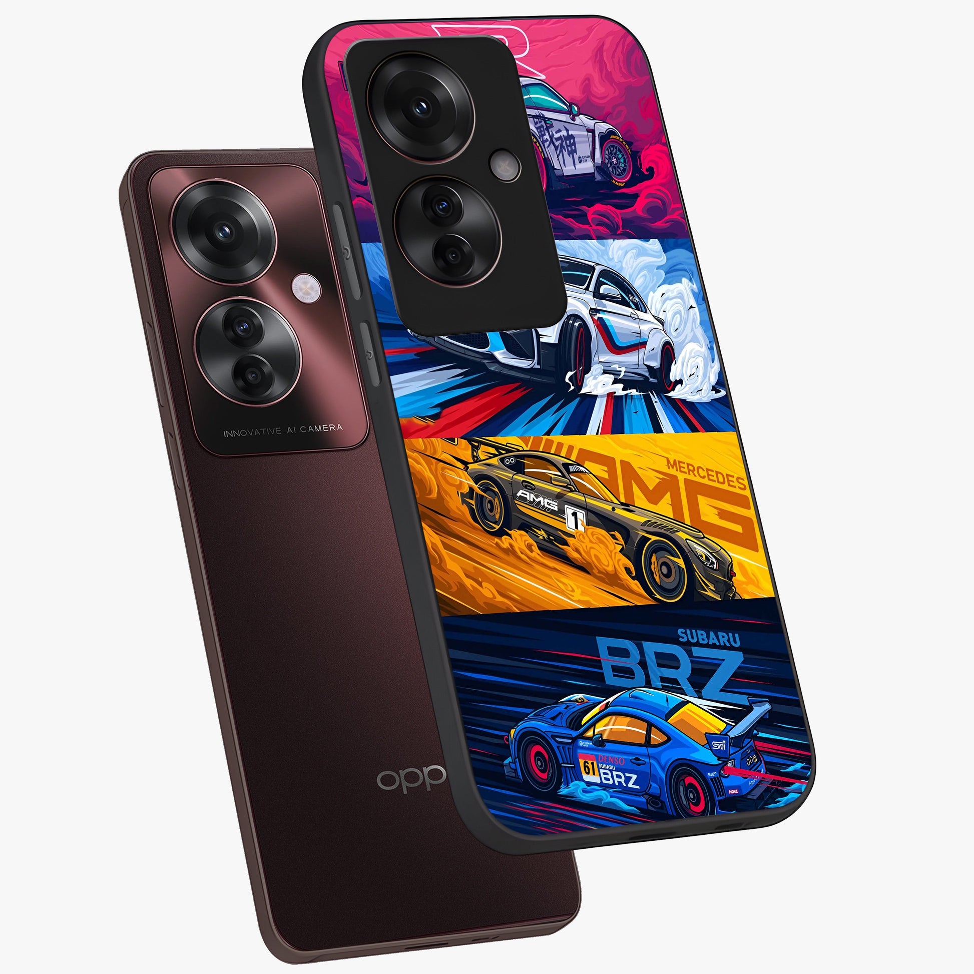 JDM Sports Car Glass Case displayed in angled mockup highlighting sleek Japanese racing car design with automotive aesthetic.