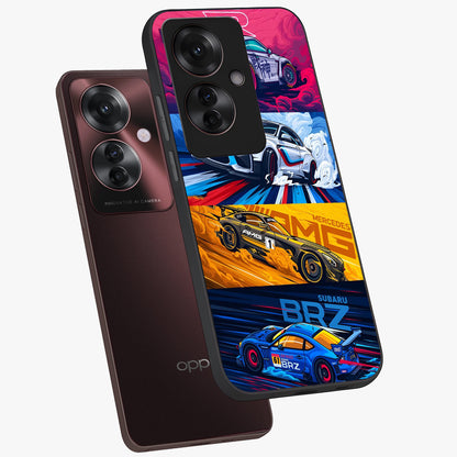 JDM Sports Car Glass Case displayed in angled mockup highlighting sleek Japanese racing car design with automotive aesthetic.
