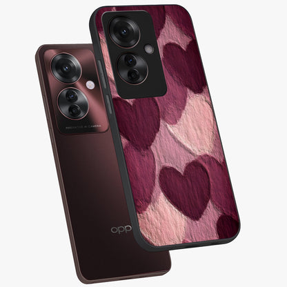 Layered Paper Hearts Glass Case displayed in angled mockup highlighting creative paper craft heart design with romantic aesthetic.