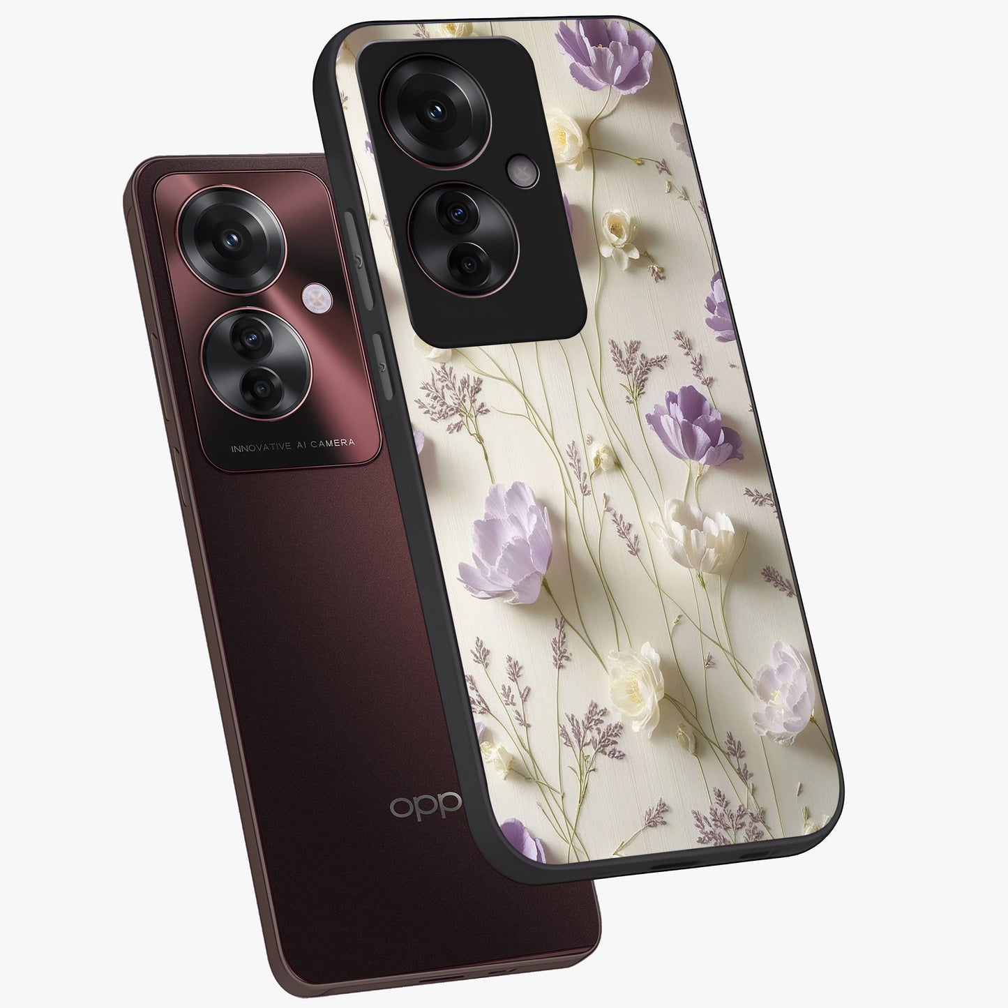 Lilac Breeze Harmony Glass Case displayed in angled mockup highlighting calm lilac breeze design with soothing aesthetic style.
