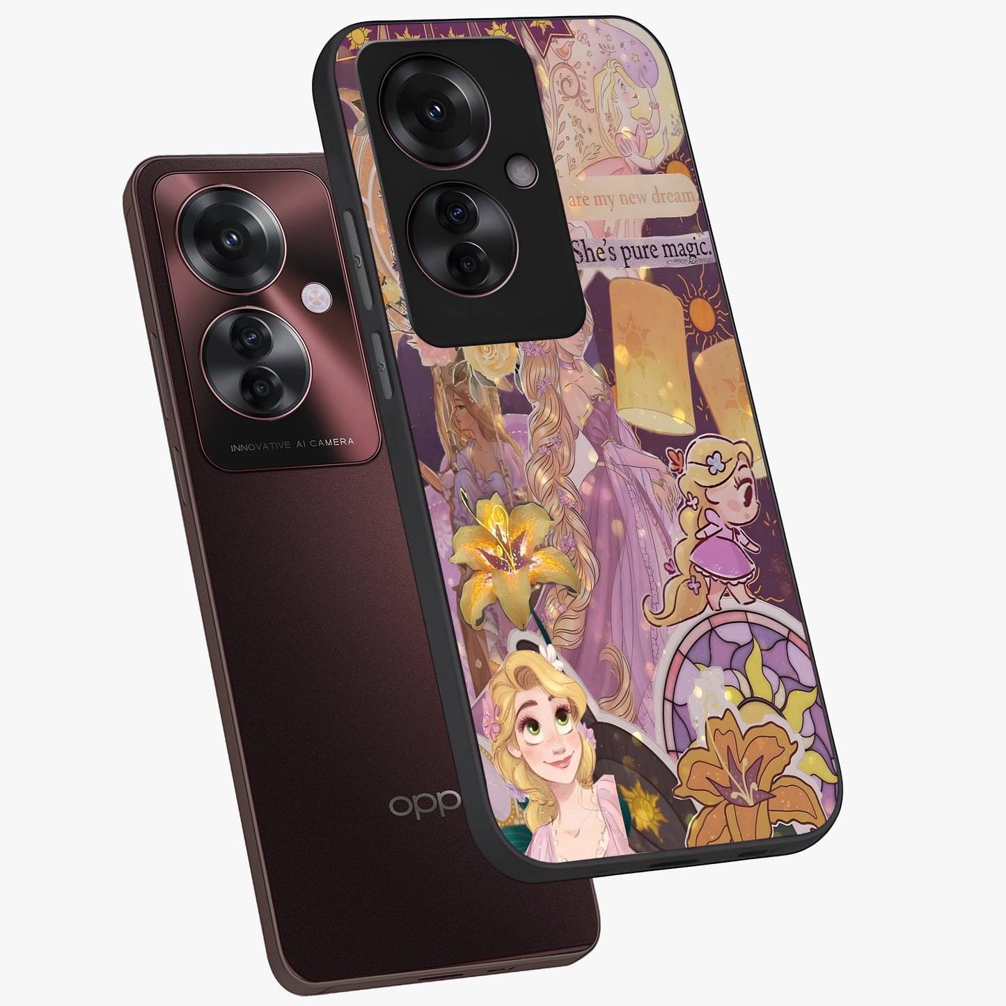 Magical Tangled Dream Glass Case displayed in angled mockup highlighting whimsical fantasy design with magical aesthetic.