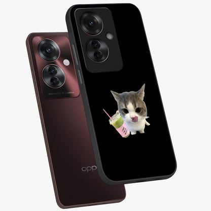 Matcha Cat Style Glass Case displayed in angled mockup highlighting playful feline design with pastel matcha aesthetic.