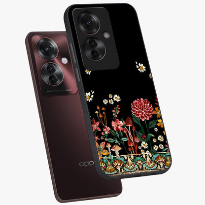 Midnight Bloom Pattern Glass Case displayed in angled mockup highlighting elegant flower design with midnight aesthetic style.