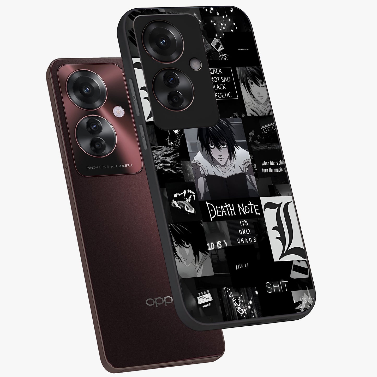 Midnight Chaos Mind Glass Case displayed in angled mockup highlighting chaotic artistic design with dramatic midnight aesthetic.