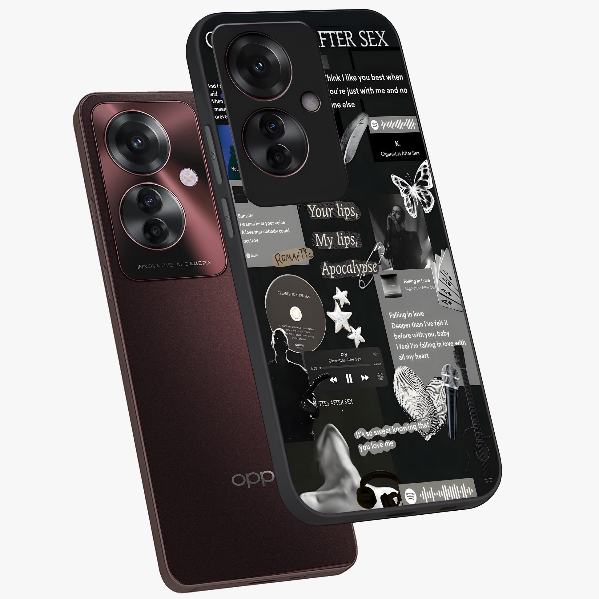 Midnight Love Echo Glass Case displayed in angled mockup highlighting elegant love inspired design with deep aesthetic style.